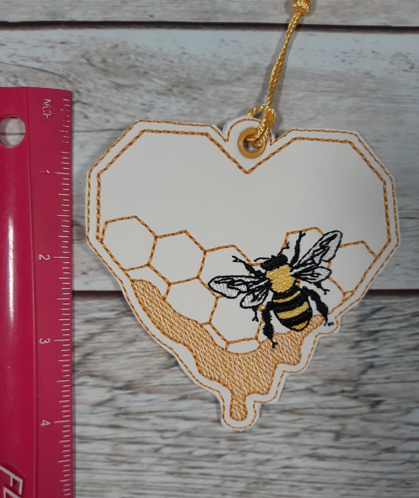 Bee Bookmark, Embroidered Vinyl Bookmark, Bee Ornament