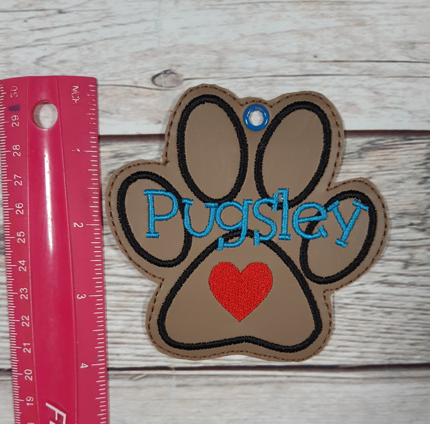 Paw Print Ornament , Personalized Embroidered Vinyl Bookmark