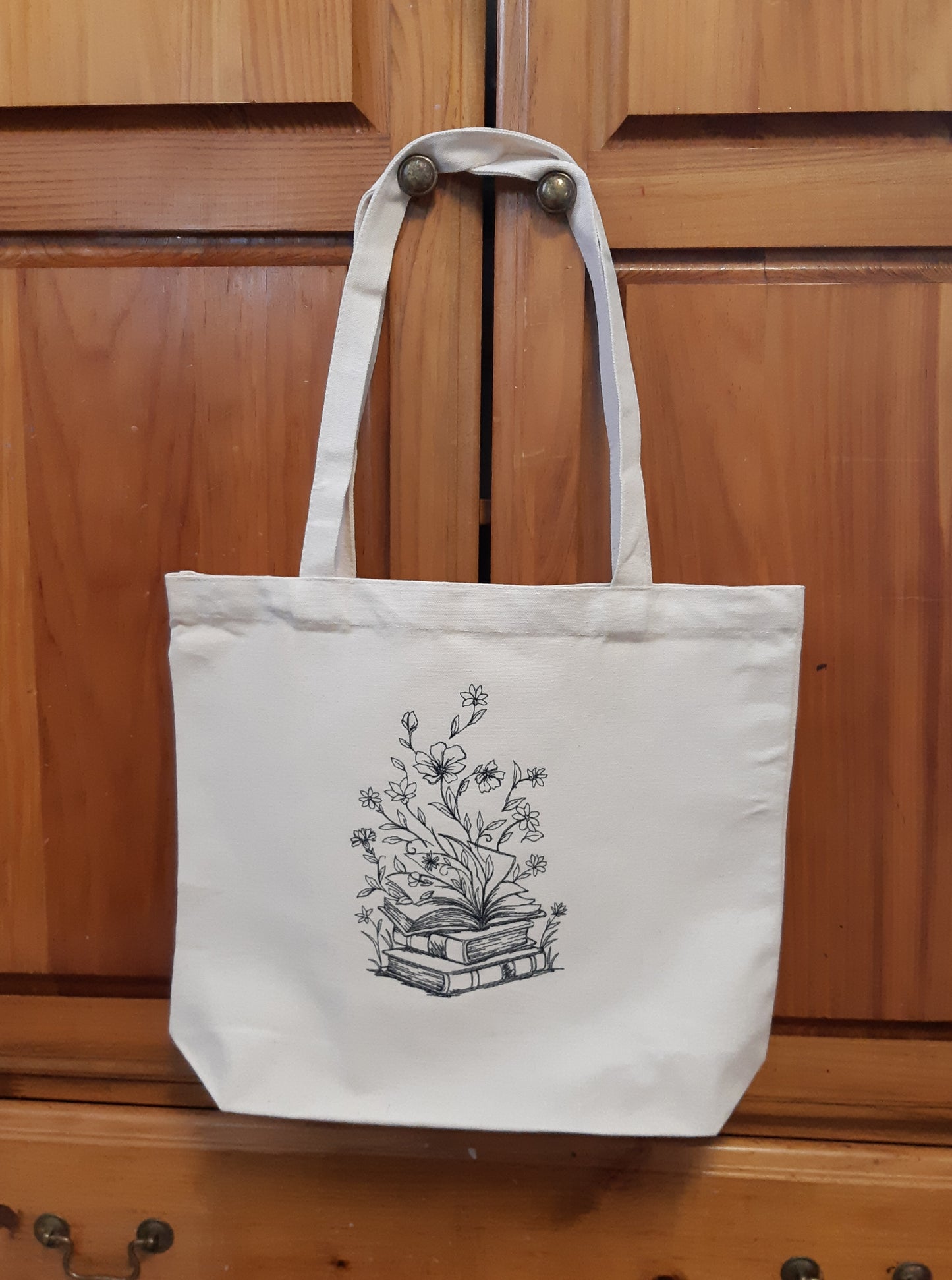 Embroidered Canvas Tote Bag, Book Design