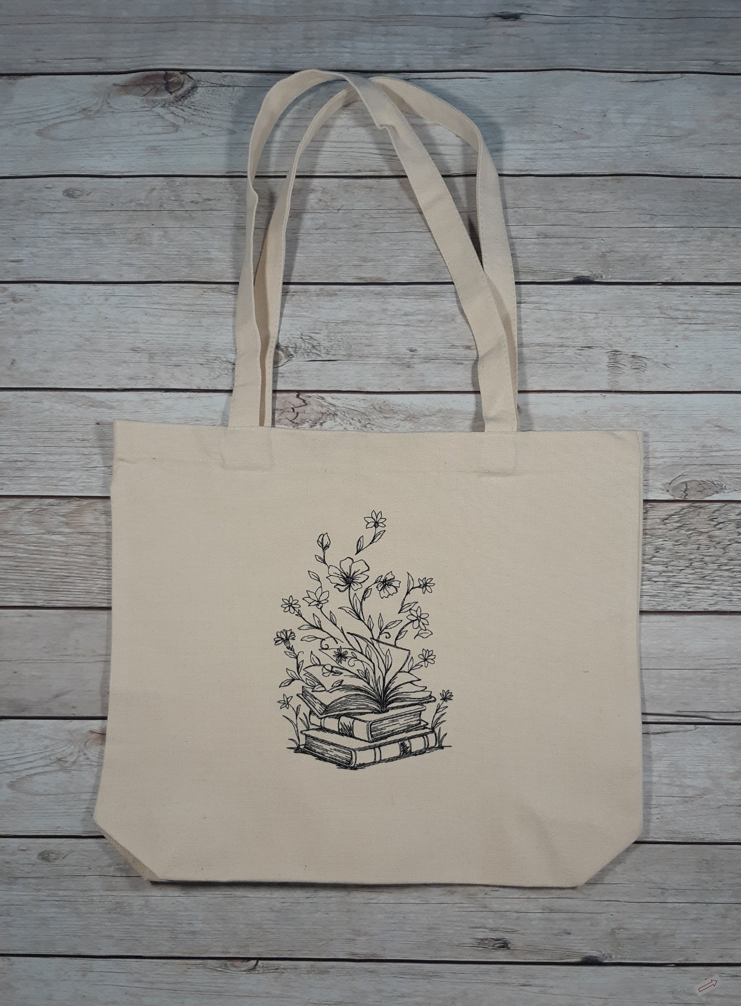 Embroidered Canvas Tote Bag, Book Design