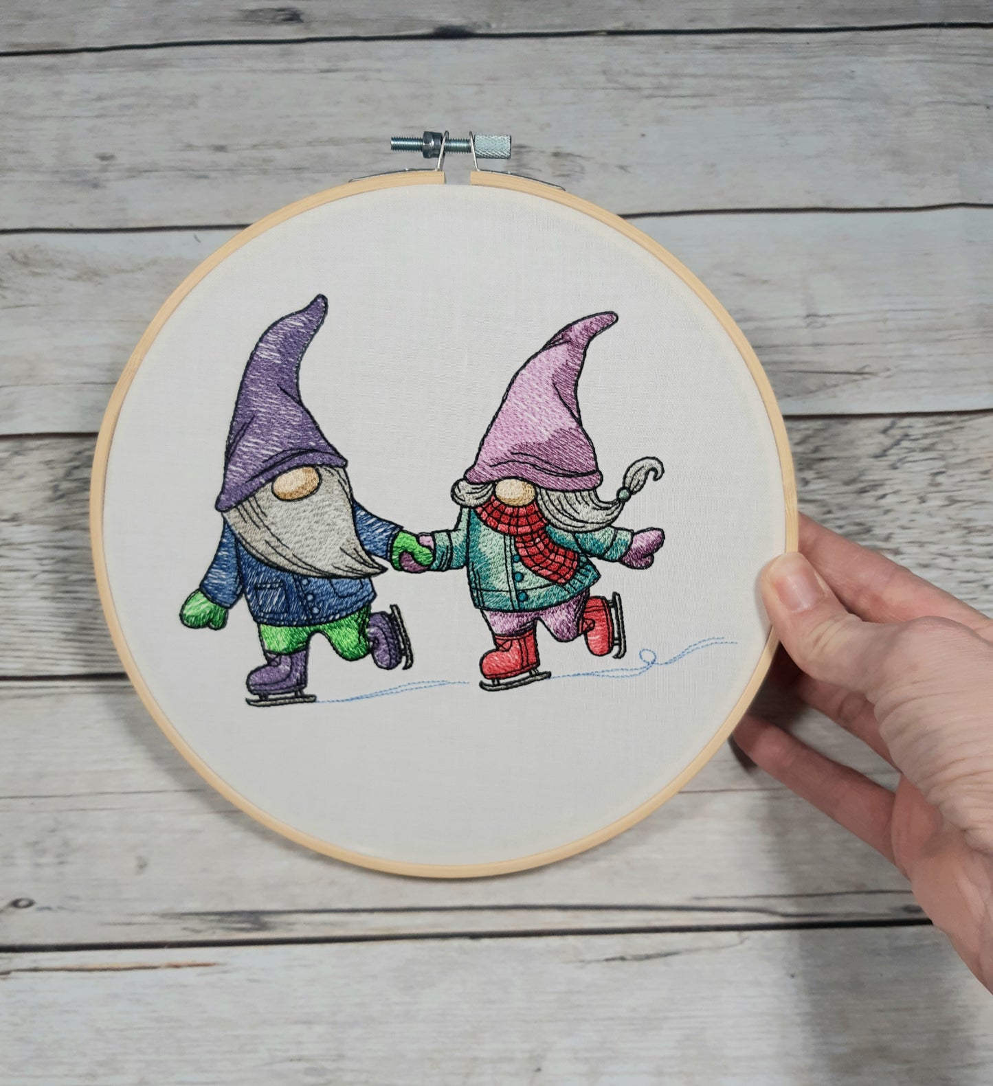 Winter Gnome Wall Decor, Embroidered hoop art, 8 inch hoop