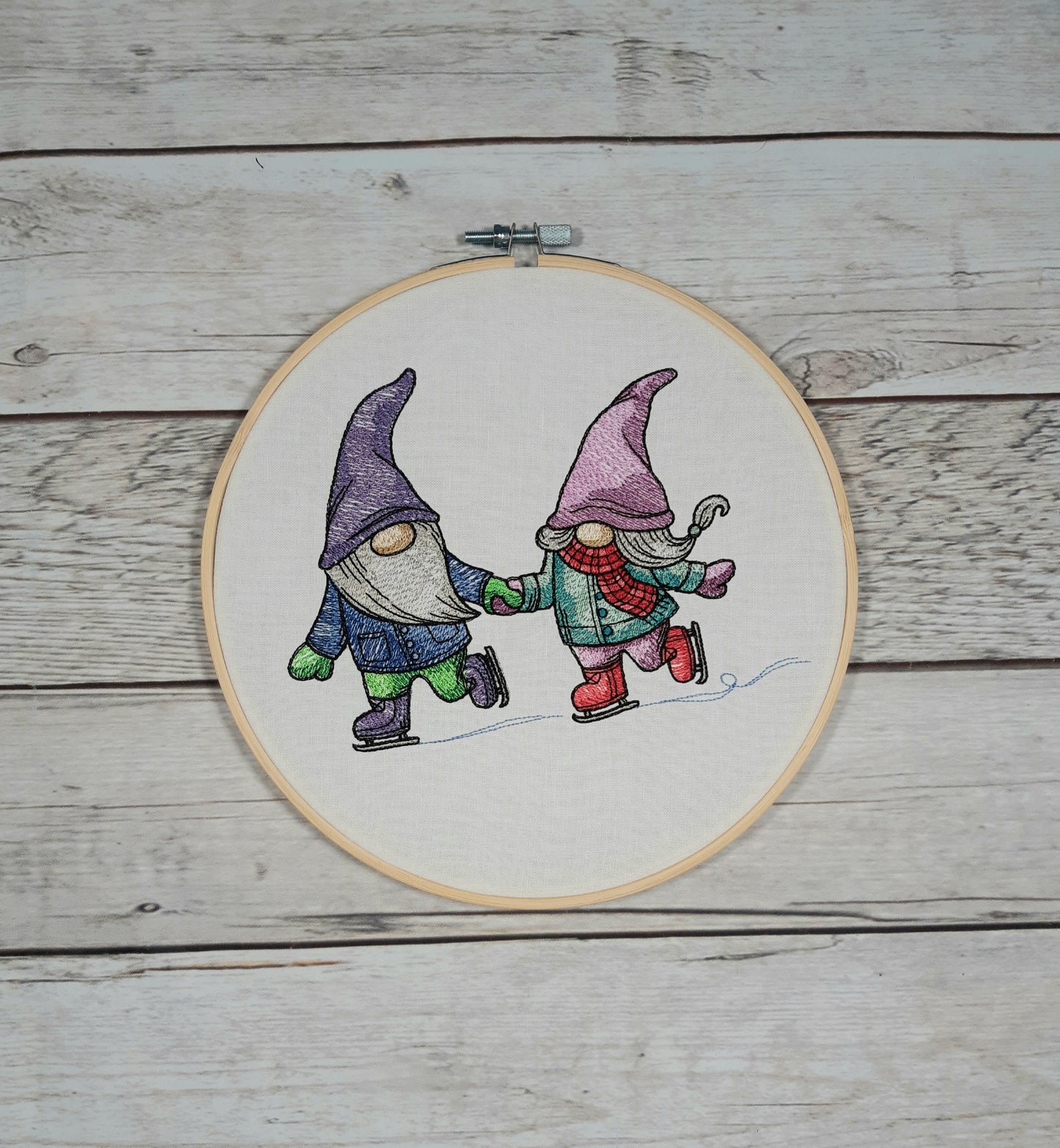 Winter Gnome Wall Decor, Embroidered hoop art, 8 inch hoop