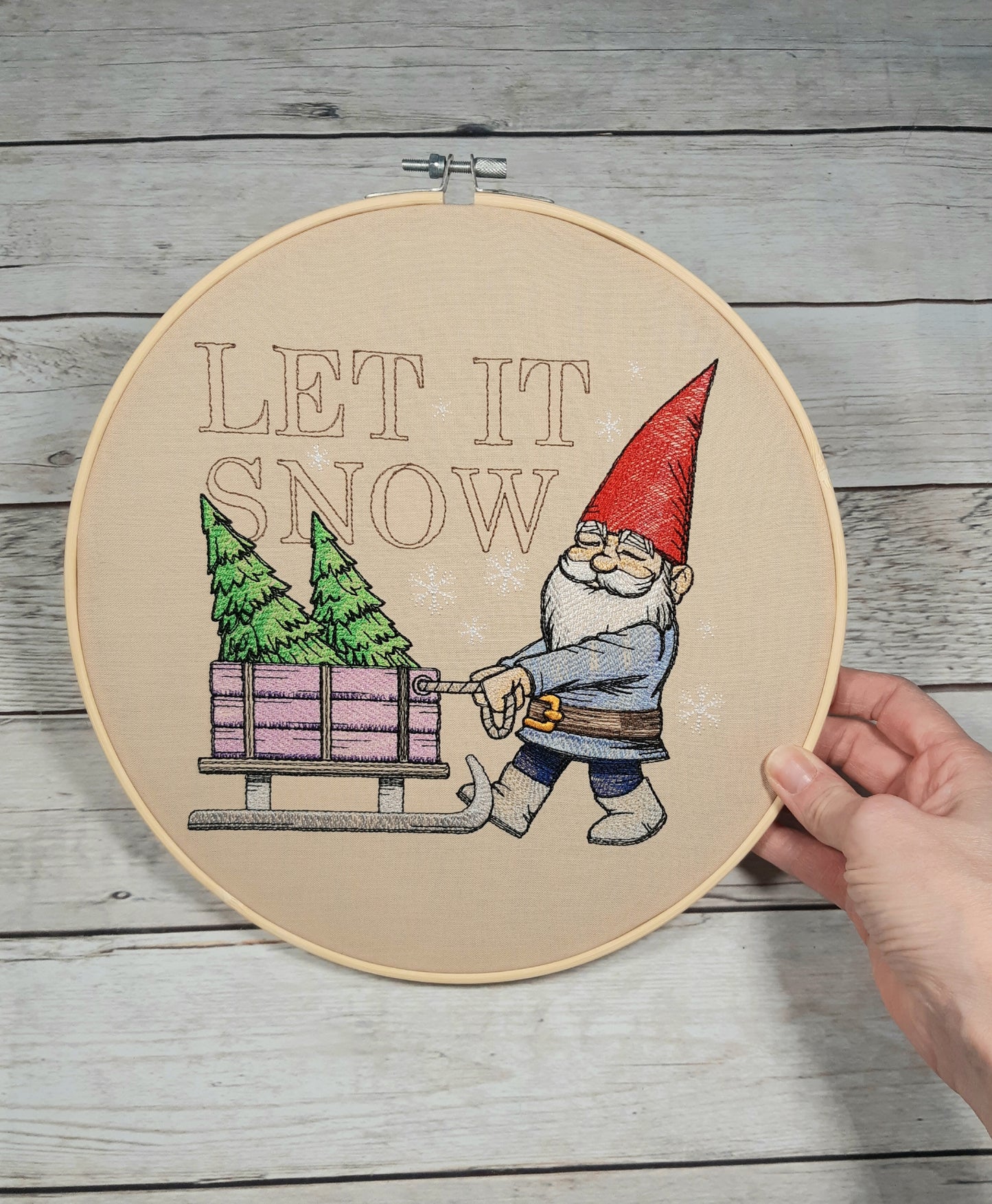 Embroidered Gnome Wall Art, 10 inch Hoop