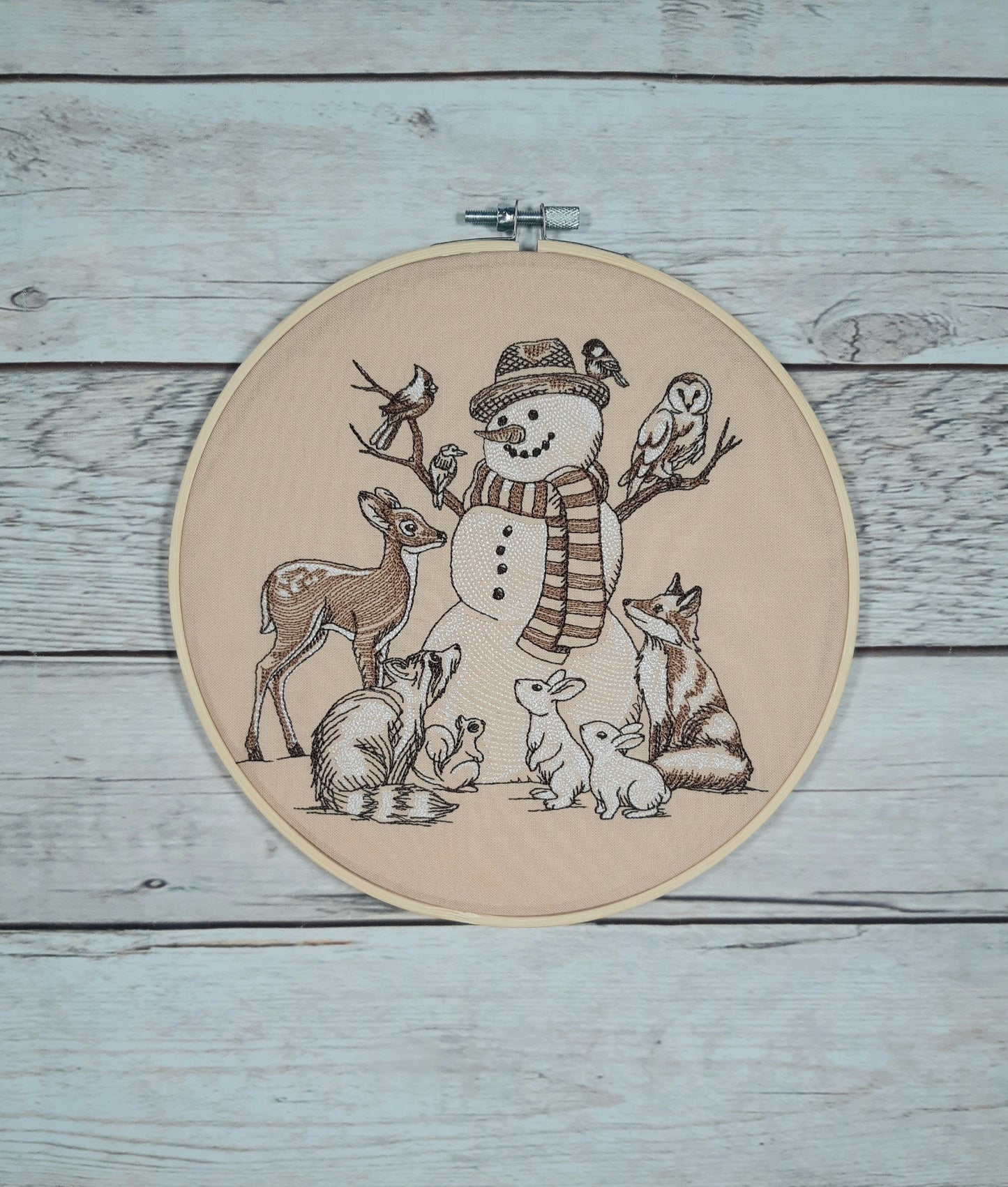 Snowman Wall Decor, Winter Hoop Art, Embroidered hoop art, 8 inch hoop