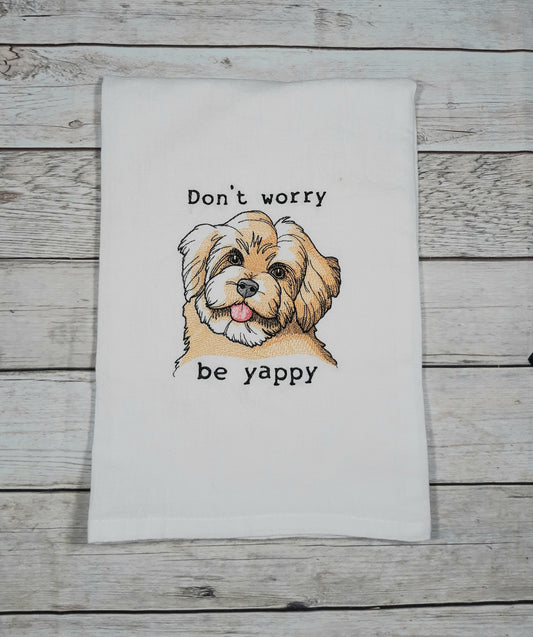 Embroidered Flour Sack Towel, Dog Kitchen Towel, Funny Dish Towel, Decorative Towel