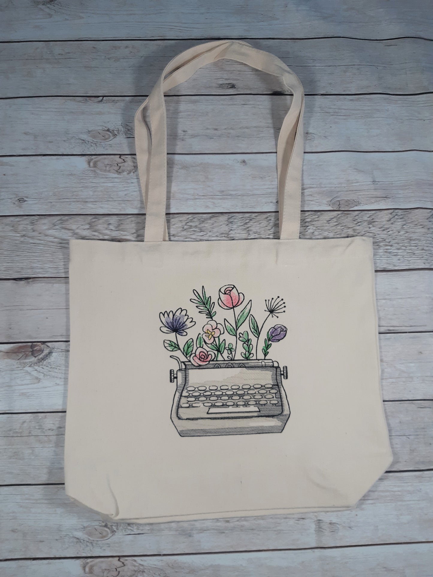 Embroidered Canvas Tote Bag, Embroidered Tote, Gift For Her, Reusable Bag