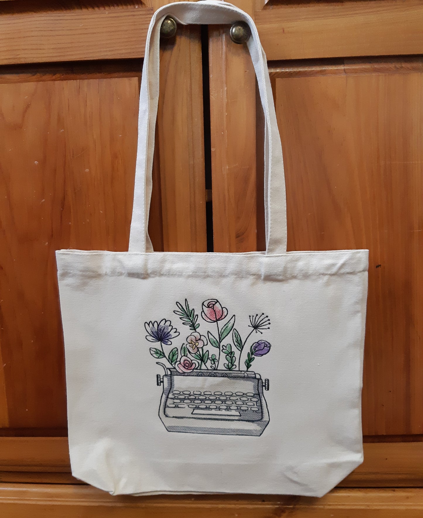 Embroidered Canvas Tote Bag, Embroidered Tote, Gift For Her, Reusable Bag