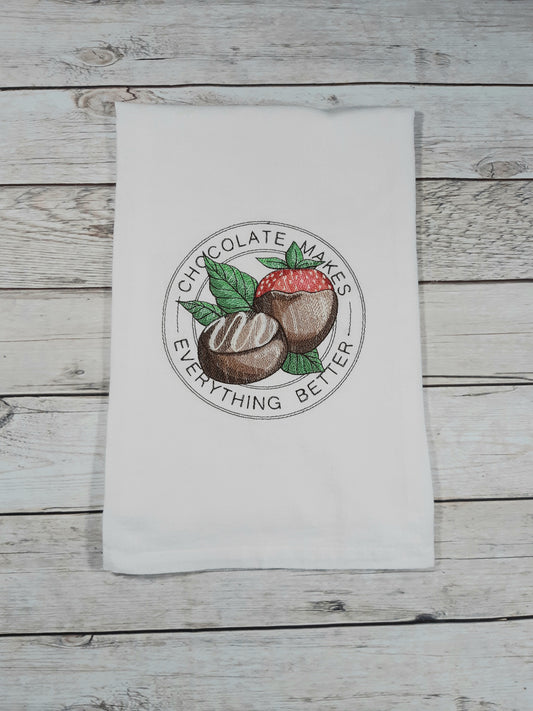 Embroidered Flour Sack Tea Towel