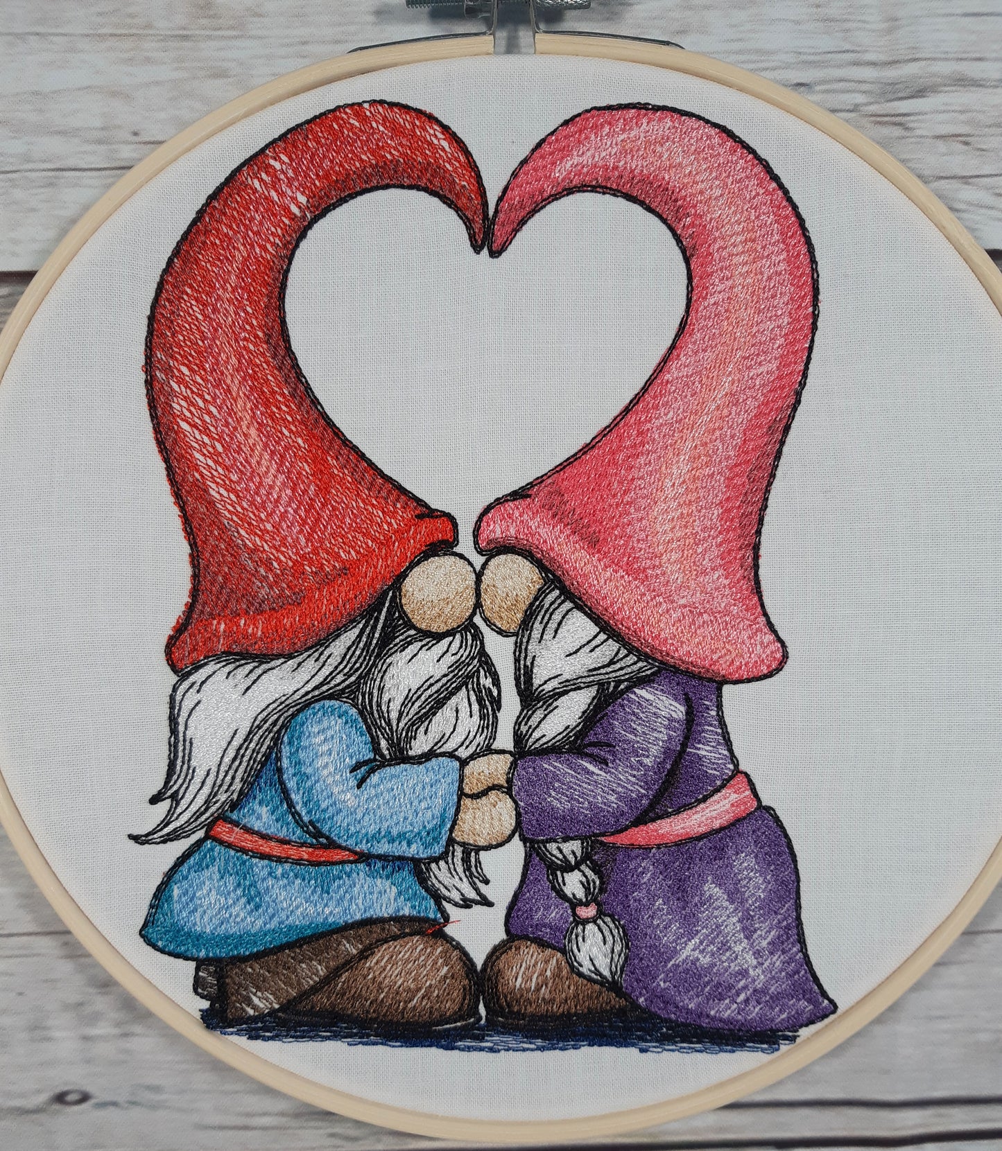 Gnome Wall Decor, Embroidered hoop art, 8 inch hoop, Valentine Decoration