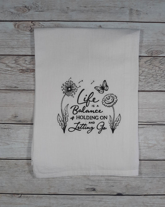 Embroidered Tea Towel, Flour Sack Kitchen Tea Towel, Gift for her