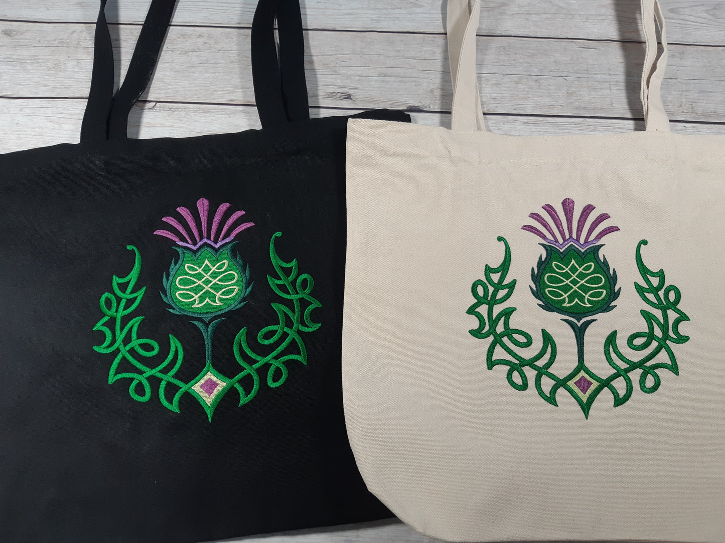 Embroidered Canvas Tote Bag, Celtic Knot Thistle