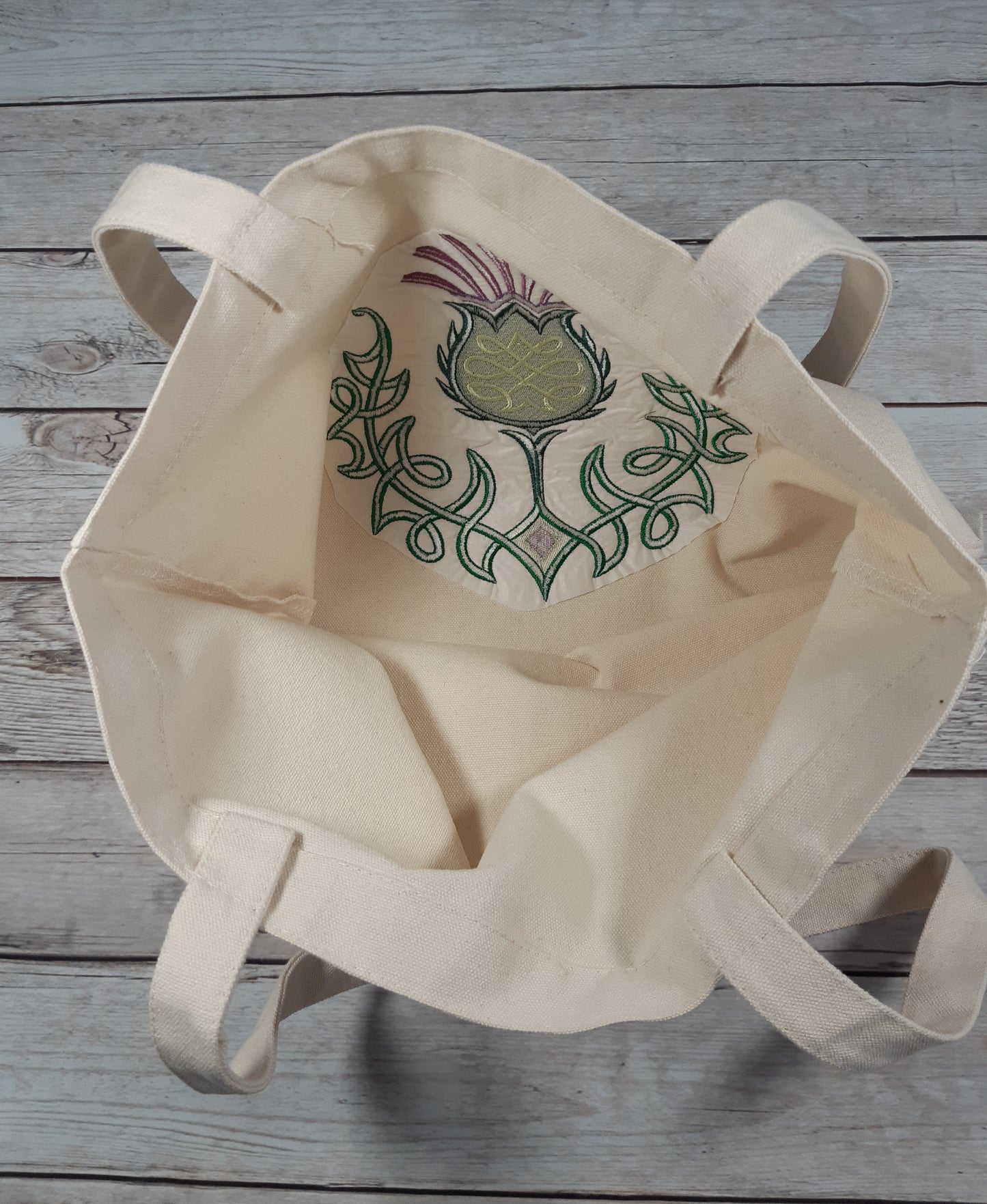 Embroidered Canvas Tote Bag, Celtic Design, Book Bag