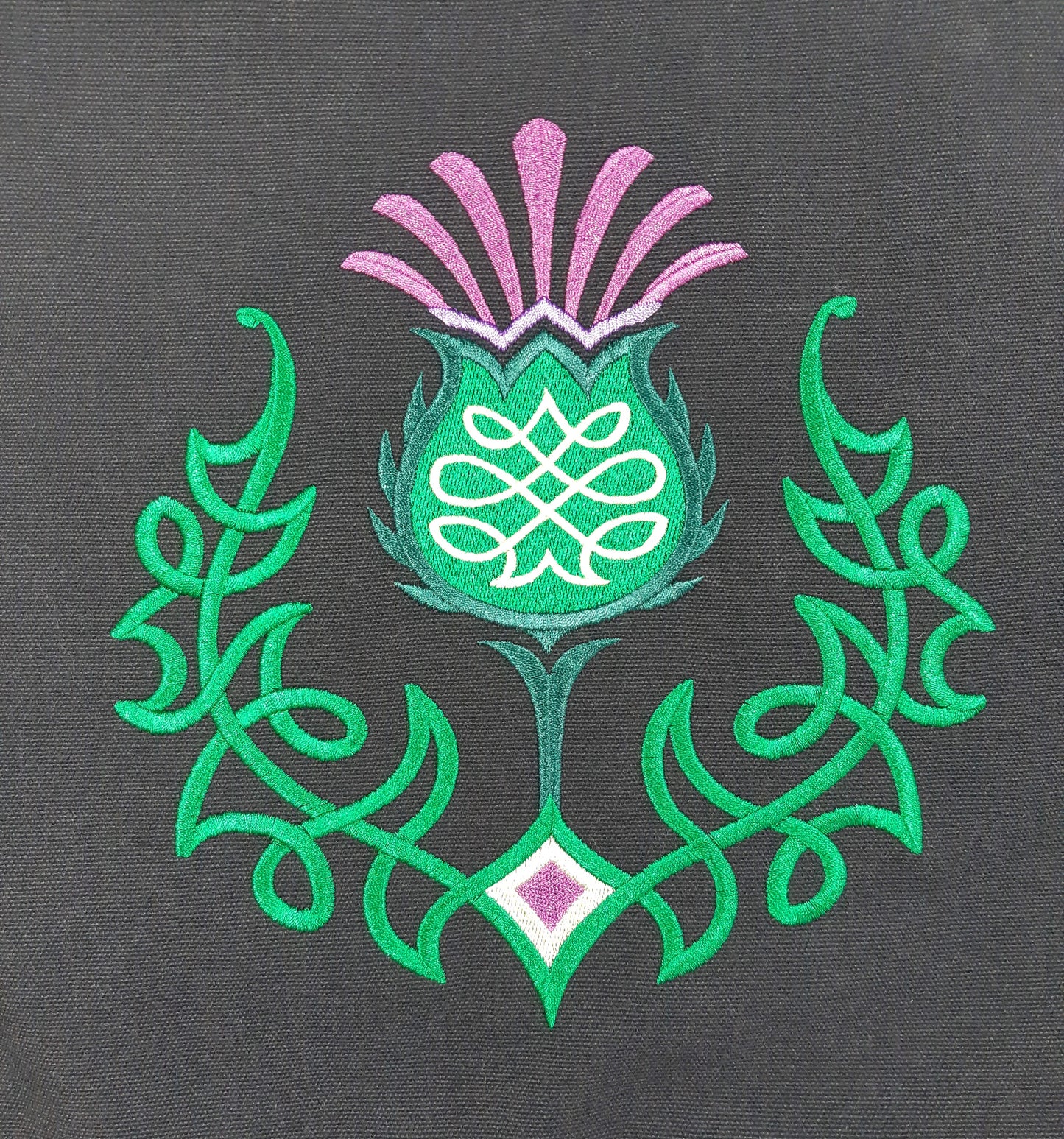 Embroidered Canvas Tote Bag, Celtic Knot Thistle