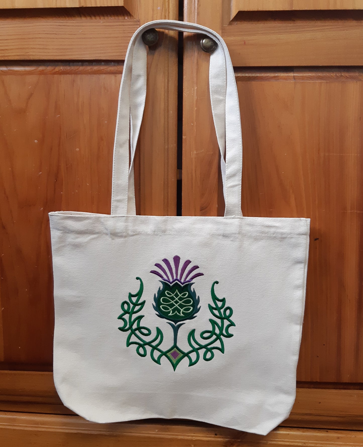 Embroidered Canvas Tote Bag, Celtic Design, Book Bag