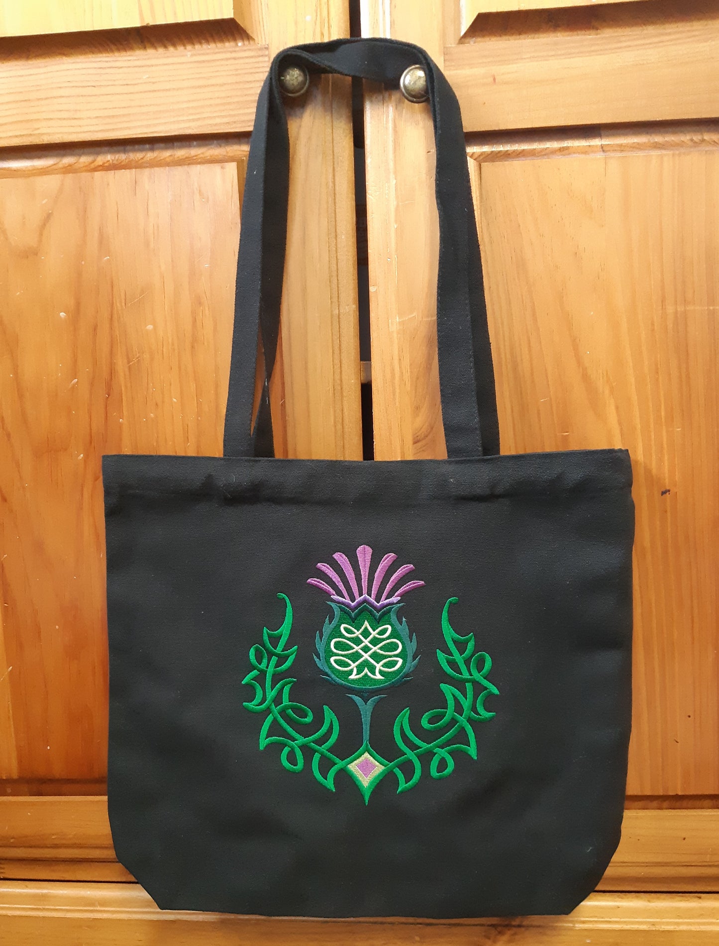 Embroidered Canvas Tote Bag, Celtic Knot Thistle