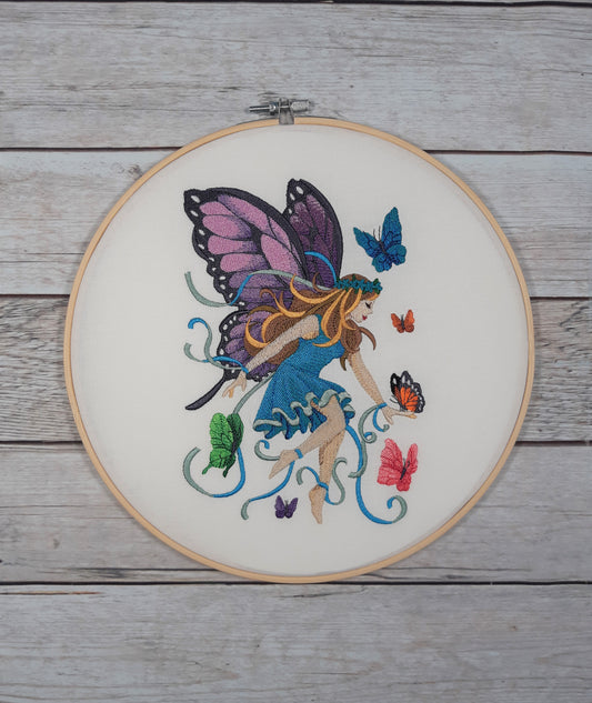 Fairy Hoop Art Wall Decor, 10 inch Hoop, Embroidered Hoop Art