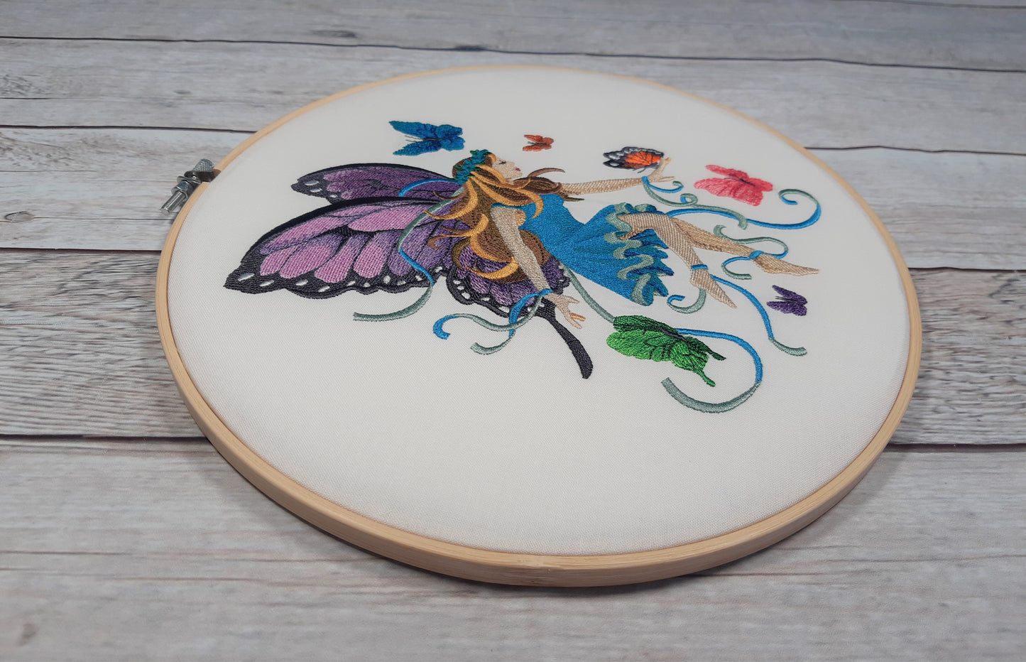 Fairy Hoop Art Wall Decor, 10 inch Hoop, Embroidered Hoop Art