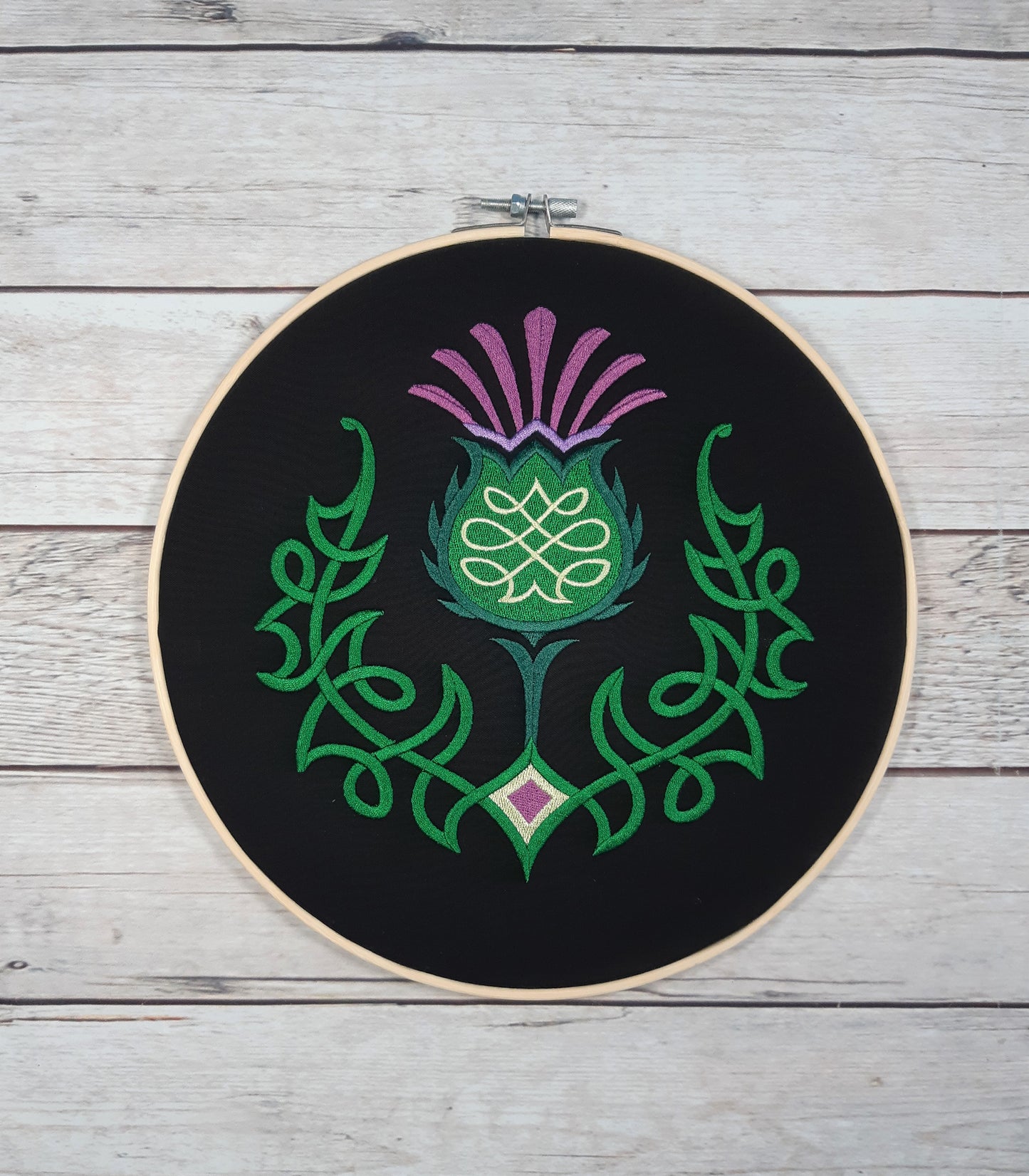 Thistle Hoop Art, Embroidered Wall Art, 10 inch Hoop