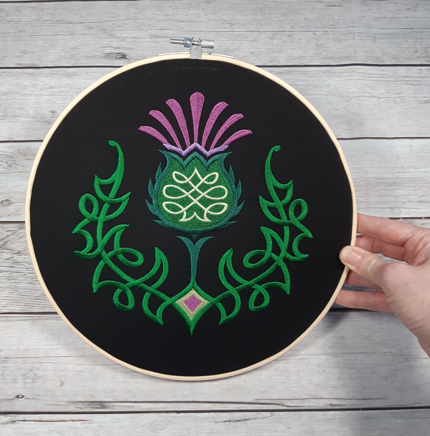 Thistle Hoop Art, Embroidered Wall Art, 10 inch Hoop