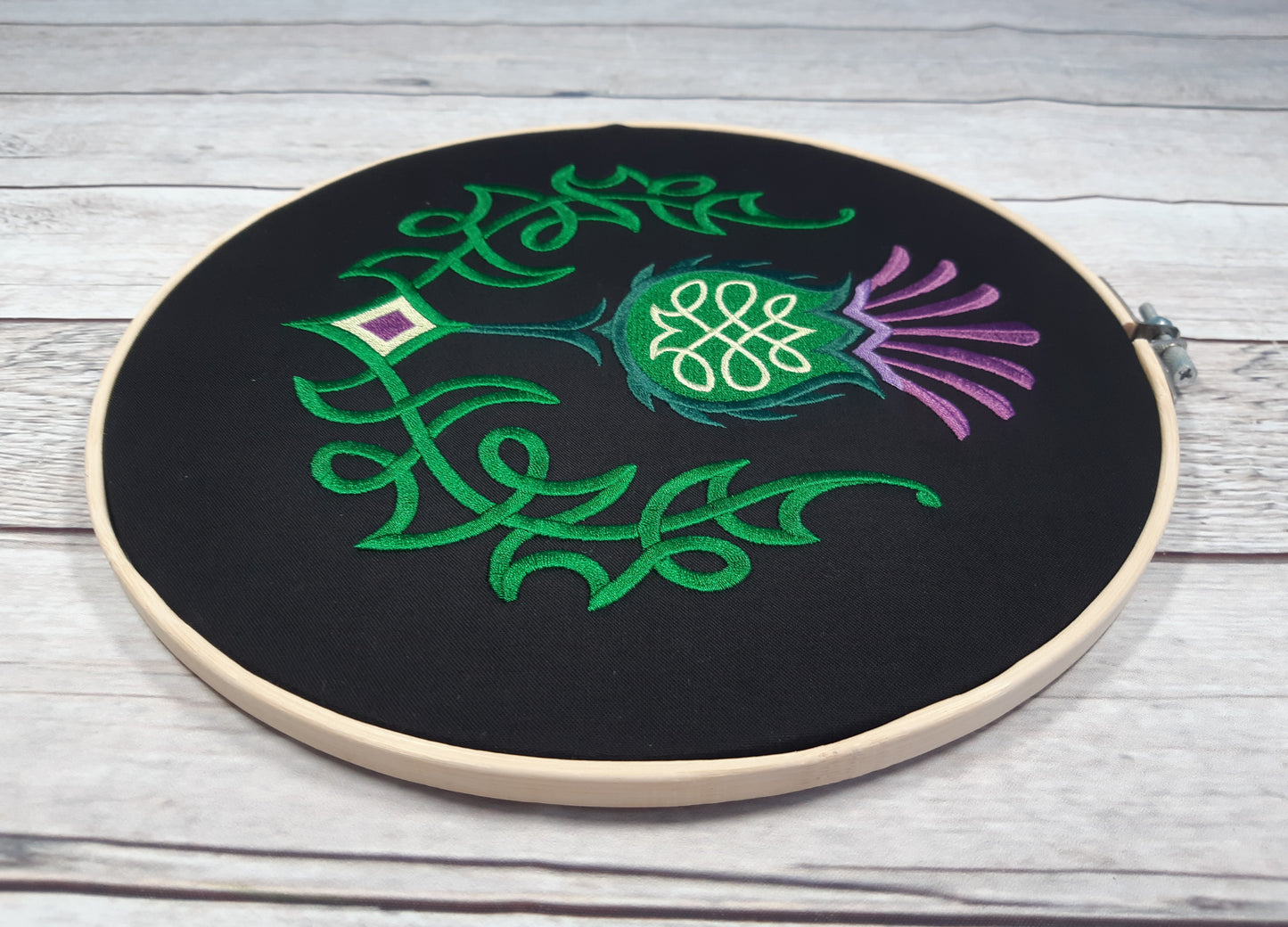 Thistle Hoop Art, Embroidered Wall Art, 10 inch Hoop