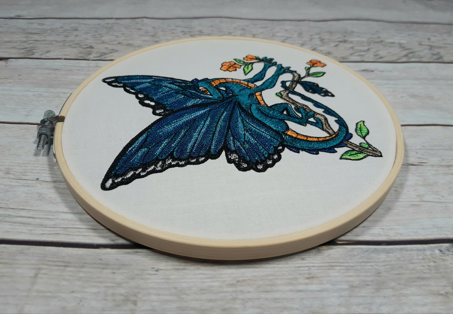 Butterfly Dragon Wall Decor, 8 inch hoop, Embroidered Hoop, Summer Wall Decor