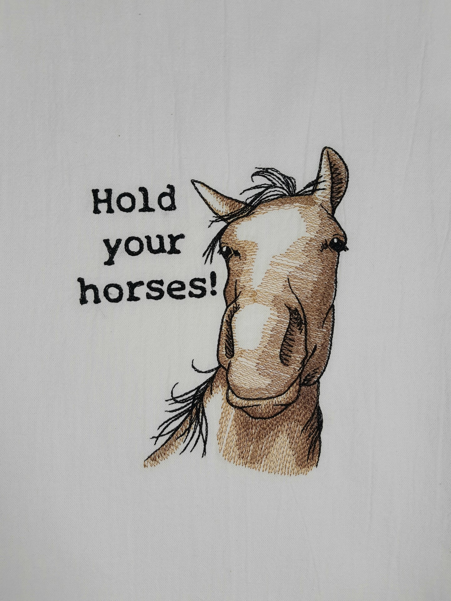 Horse Tea Towel,  Embroidered Kitchen Towel, Farmhouse Decor, Funny Animal Towel