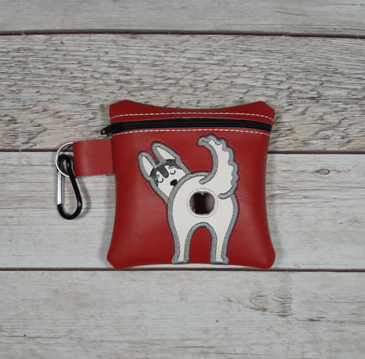 Husky Poop Bag Holder, Poop Bag, Embroidered Zipper Pouch, Dog Walking Bag Holder