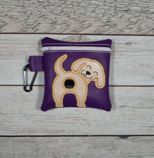 Yellow Lab Poo Bag Holder, Labrador Poop Bag, Embroidered Zipper Pouch, Dog Walking Bag Holder