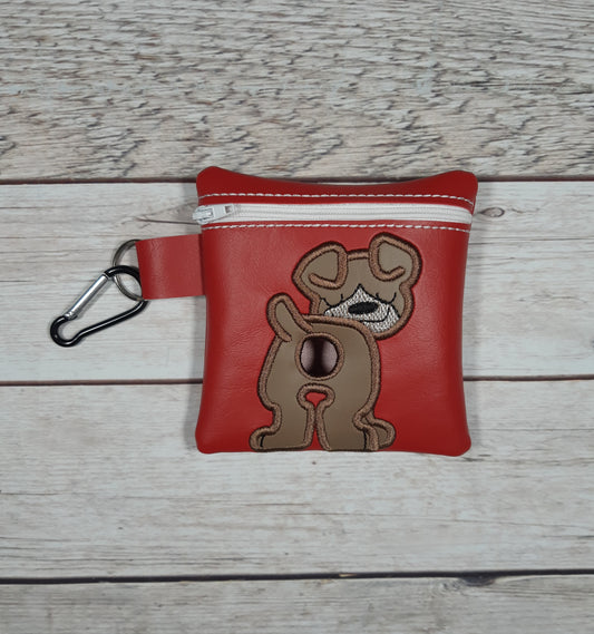 Boxer Poo Bag Holder, Boxer Poo Bag, Embroidered Zipper Pouch, Dog Walking Bag Holder