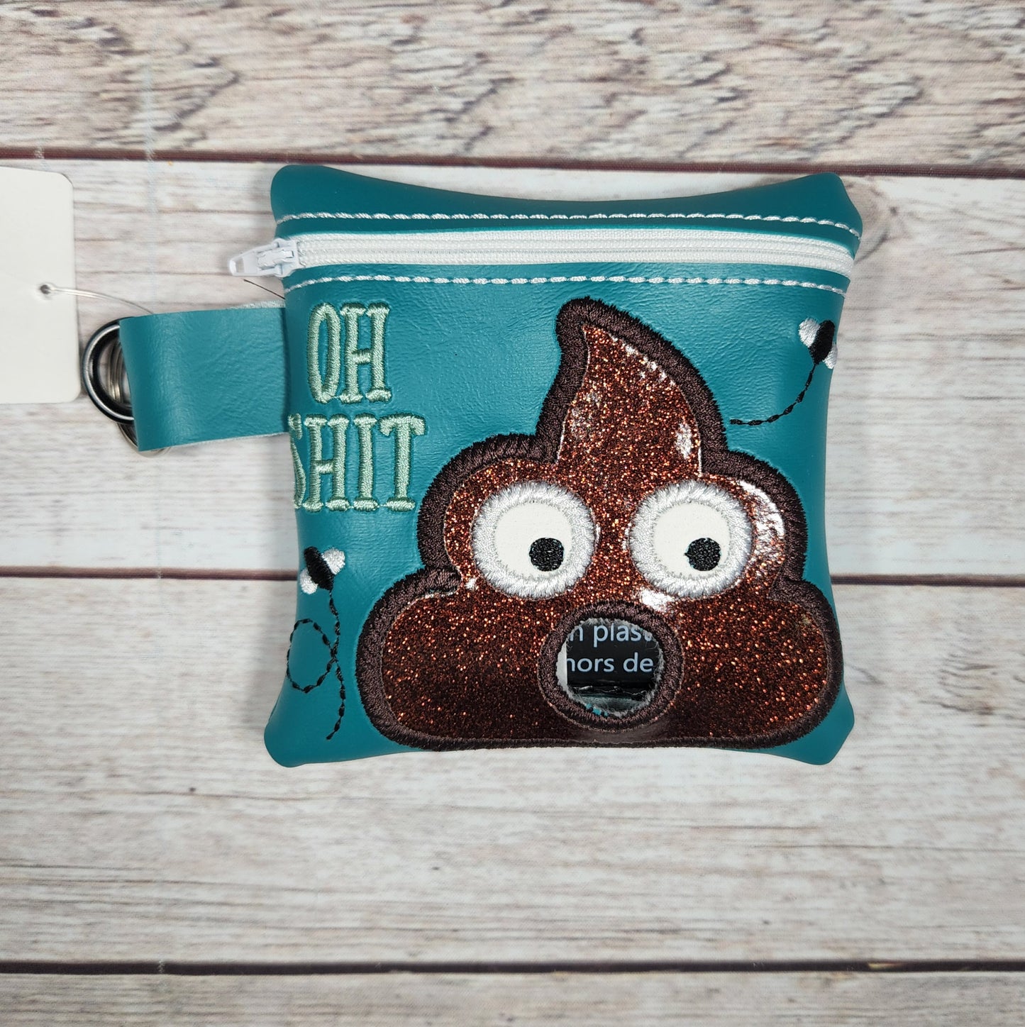 Oh Shit Vinyl Poop Bag Holder, Zipper Pouch, Dog Walking Bag Holder