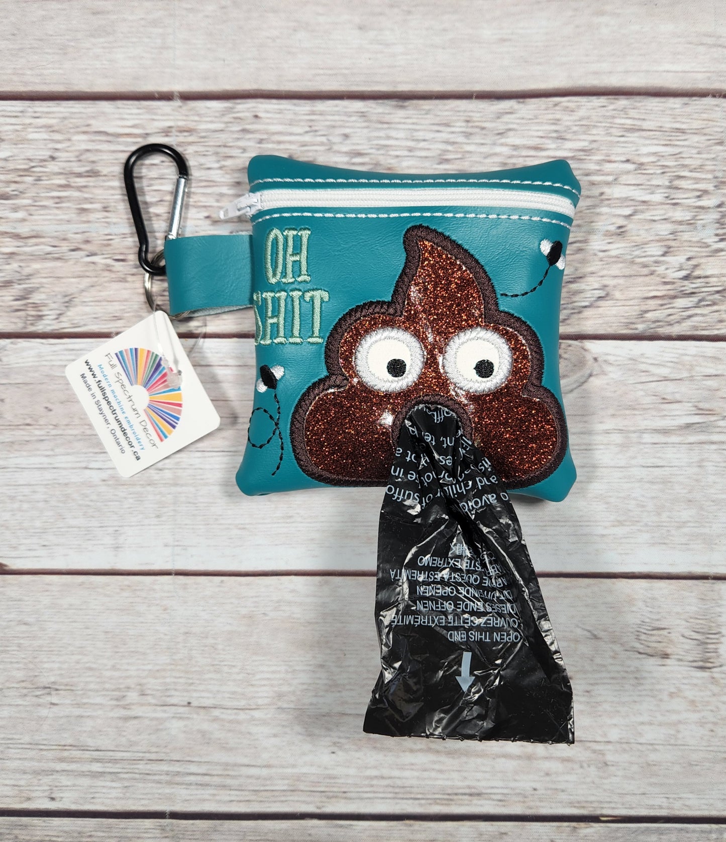 Oh Shit Vinyl Poop Bag Holder, Zipper Pouch, Dog Walking Bag Holder