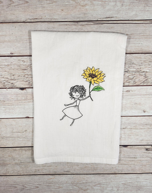 Fall Tea Towel, Sunflower Decor, Flour Sack Towel, Cotton Dish Towel, Housewarming Gift, Summer Kitchen Decor