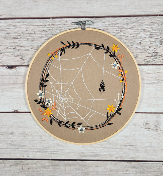 Finished Embroidery, Halloween Wall Art, 8 inch hoop Embroidery, Halloween Hoop, Fall Decor