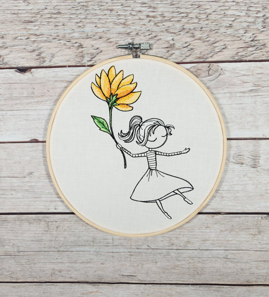 Finished Embroidery, Embroidered Wall Art, Fall Decor, 8 inch Hoop, Flower hoop art