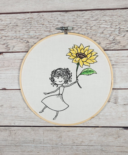 Finished Embroidery, Sunflower Wall Art,  Fall Decor, 8 inch Hoop, Embroidered hoop art