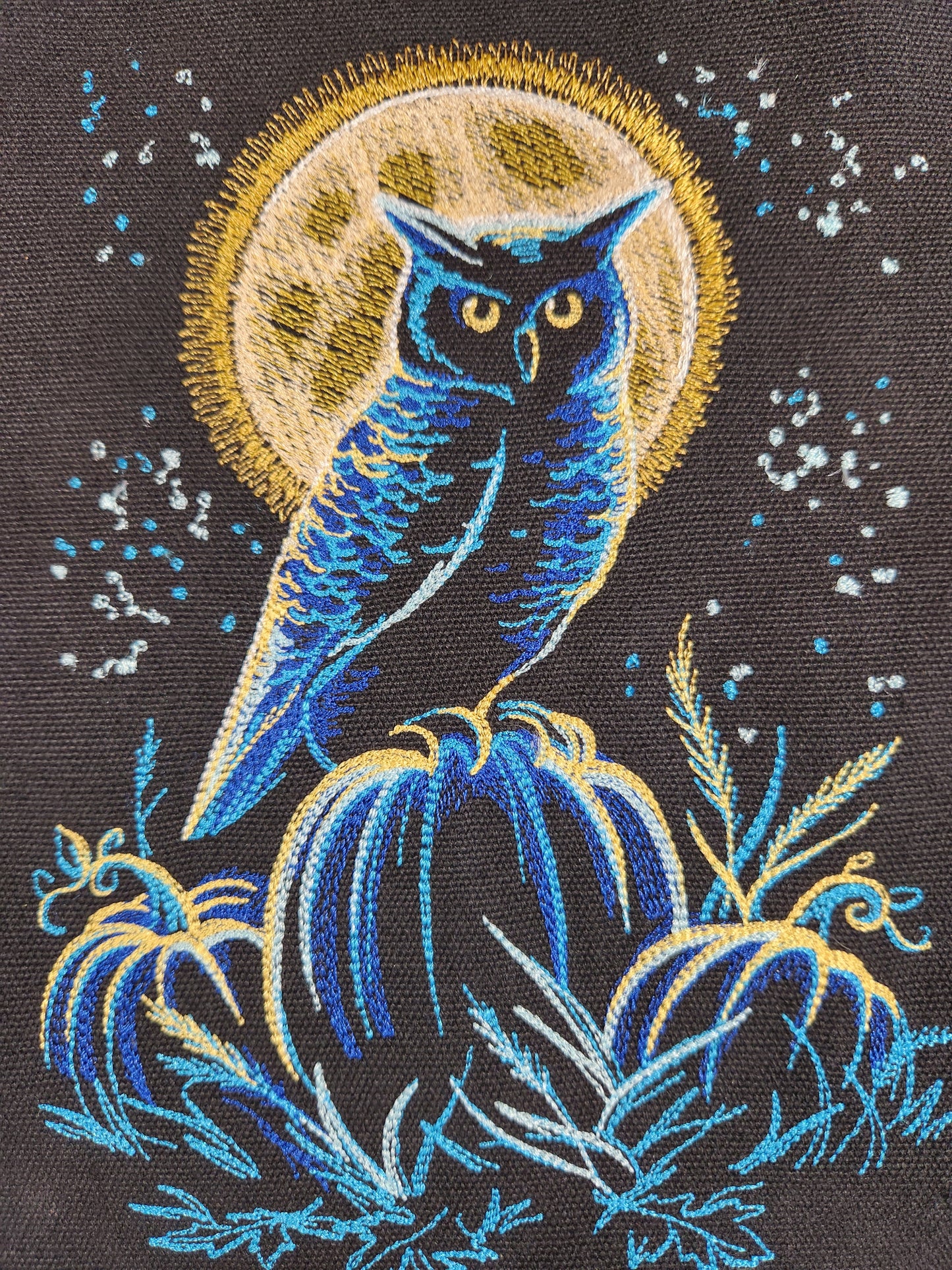 Owl Tote Bag, Fall Embroidered Canvas Bag,  Halloween Decor, Book Bag