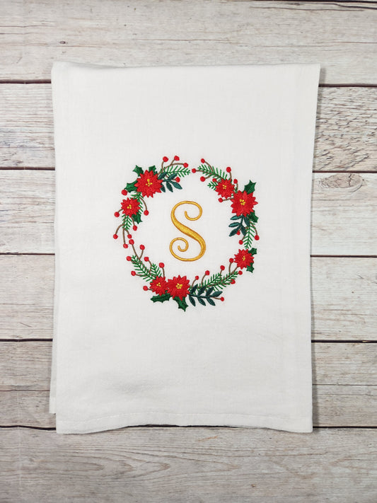 Personalized Christmas Dish Towel, Embroidered Dish Towel, Flour Sack Tea Towel, Kitchen Tea Towel, Personalized Gift