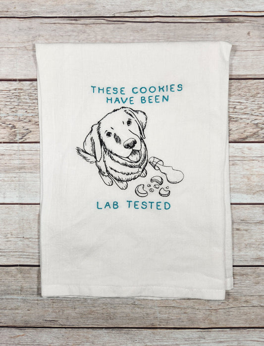 Funny Dog Dish Towel, Embroidered Kitchen Towel, Flour Sack Towel, Kitchen Tea Towel, Dog Tea Towel