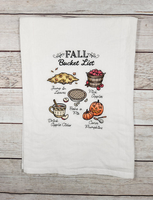 Fall Dish Towel, Embroidered Tea Towel, Flour Sack Towel, Kitchen Tea Towel, Embroidered Towel, Autumn Kitchen Decor