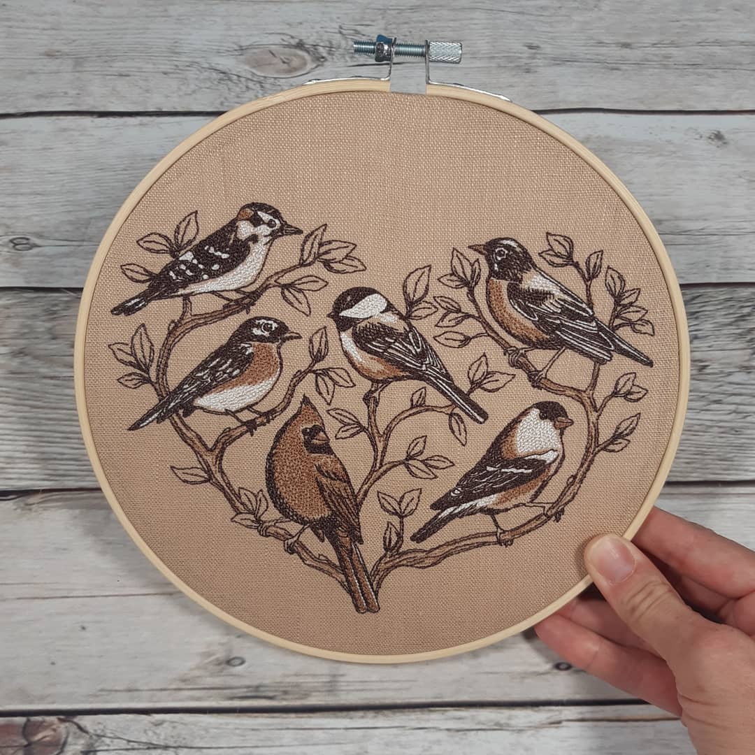 Embroidered Birds Wall Art