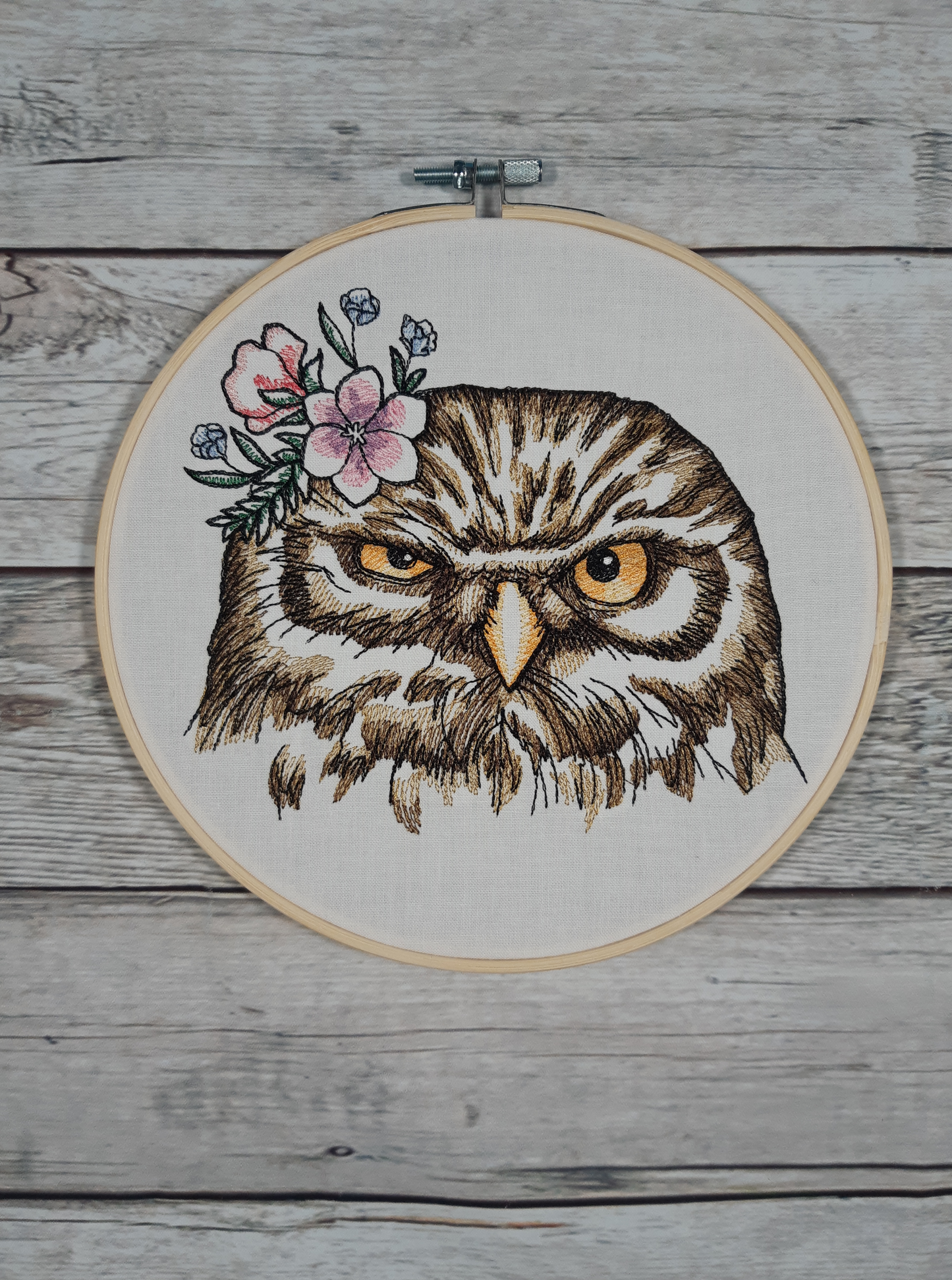 Embroidered Owl Wall Decor, 8 inch hoop