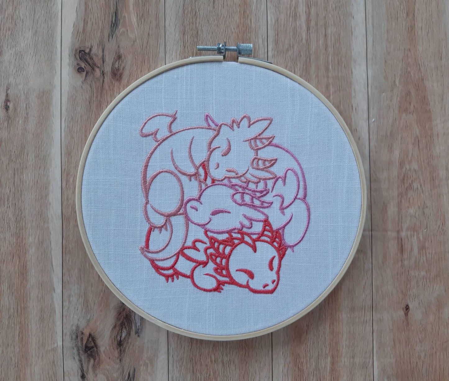 Cute Dragon Hoop Art, 8 inch hoop