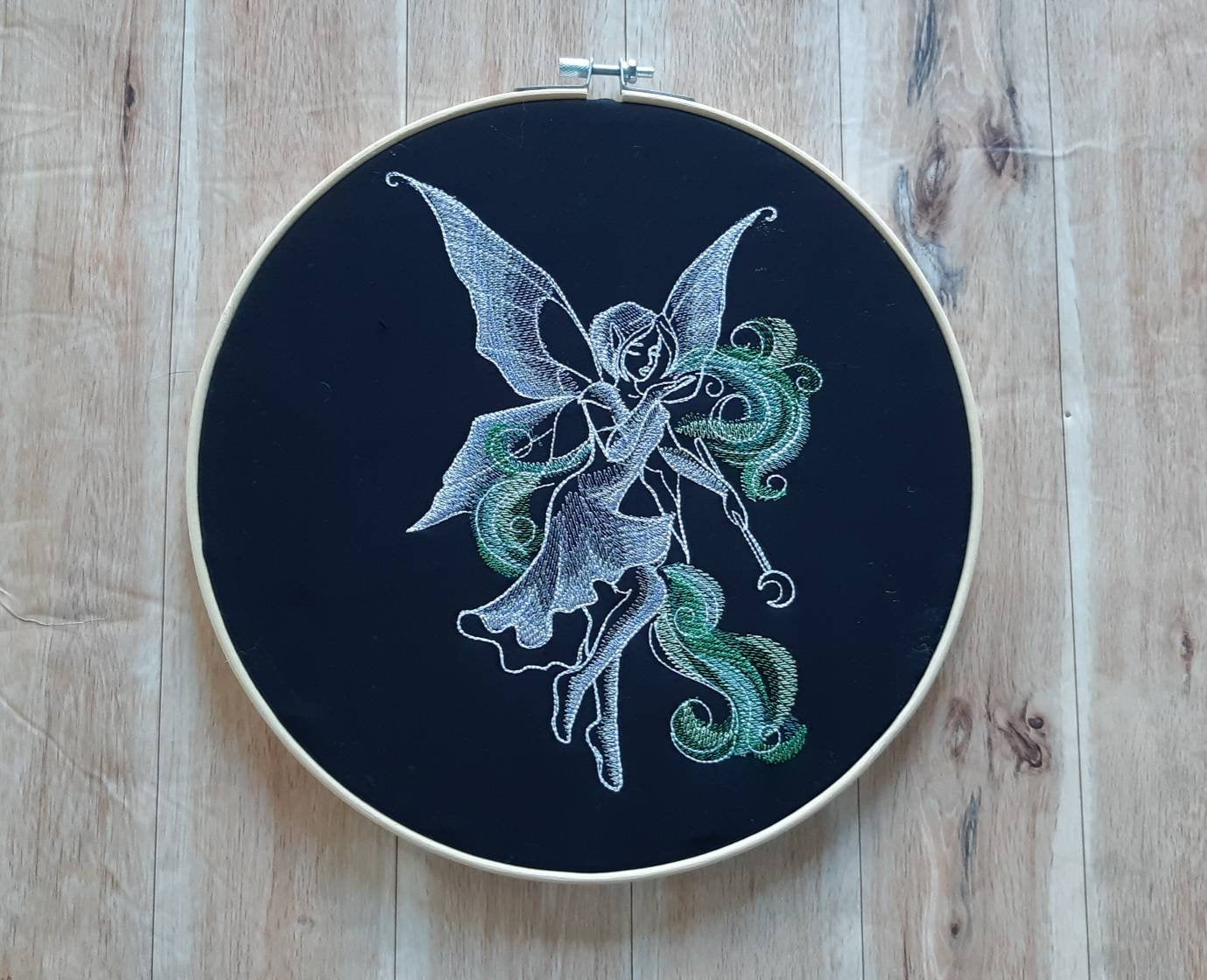 Embroidered Dark Fairy Wall Art, 10" Hoop