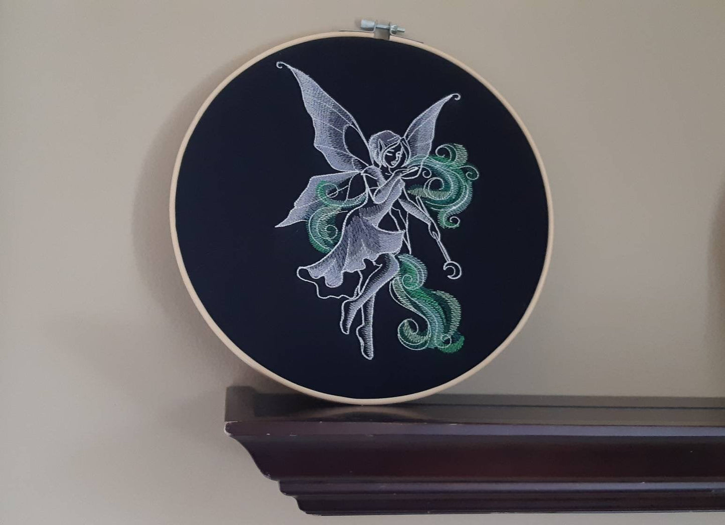 Embroidered Dark Fairy Wall Art, 10" Hoop