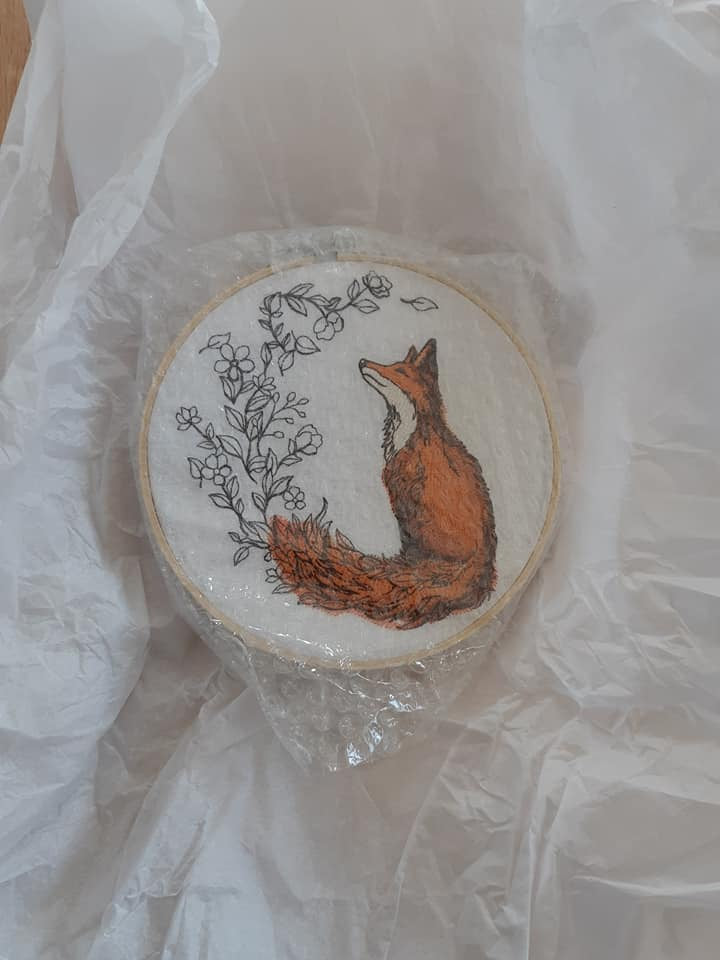 Embroidered Fox Wall Decor, 8 inch hoop