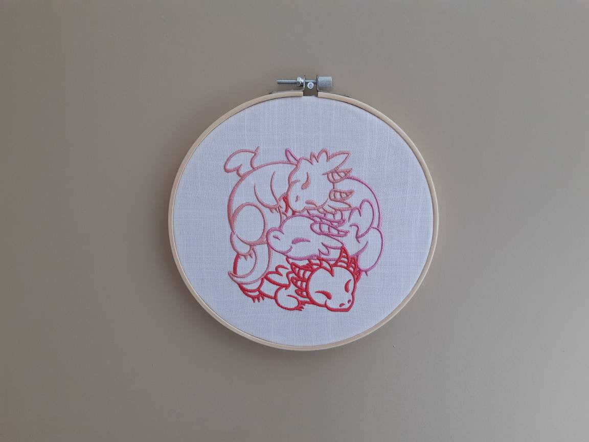 Cute Dragon Hoop Art, 8 inch hoop