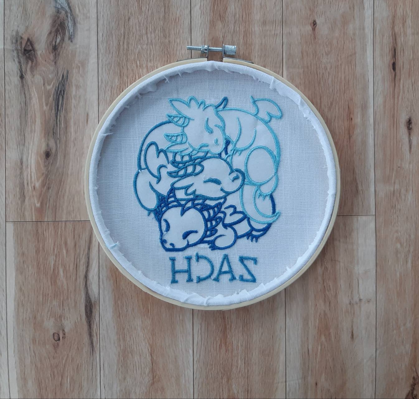 Cute Dragon Hoop Art, 8 inch hoop