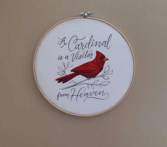 Embroidered Cardinal Hoop Art, 10" Hoop