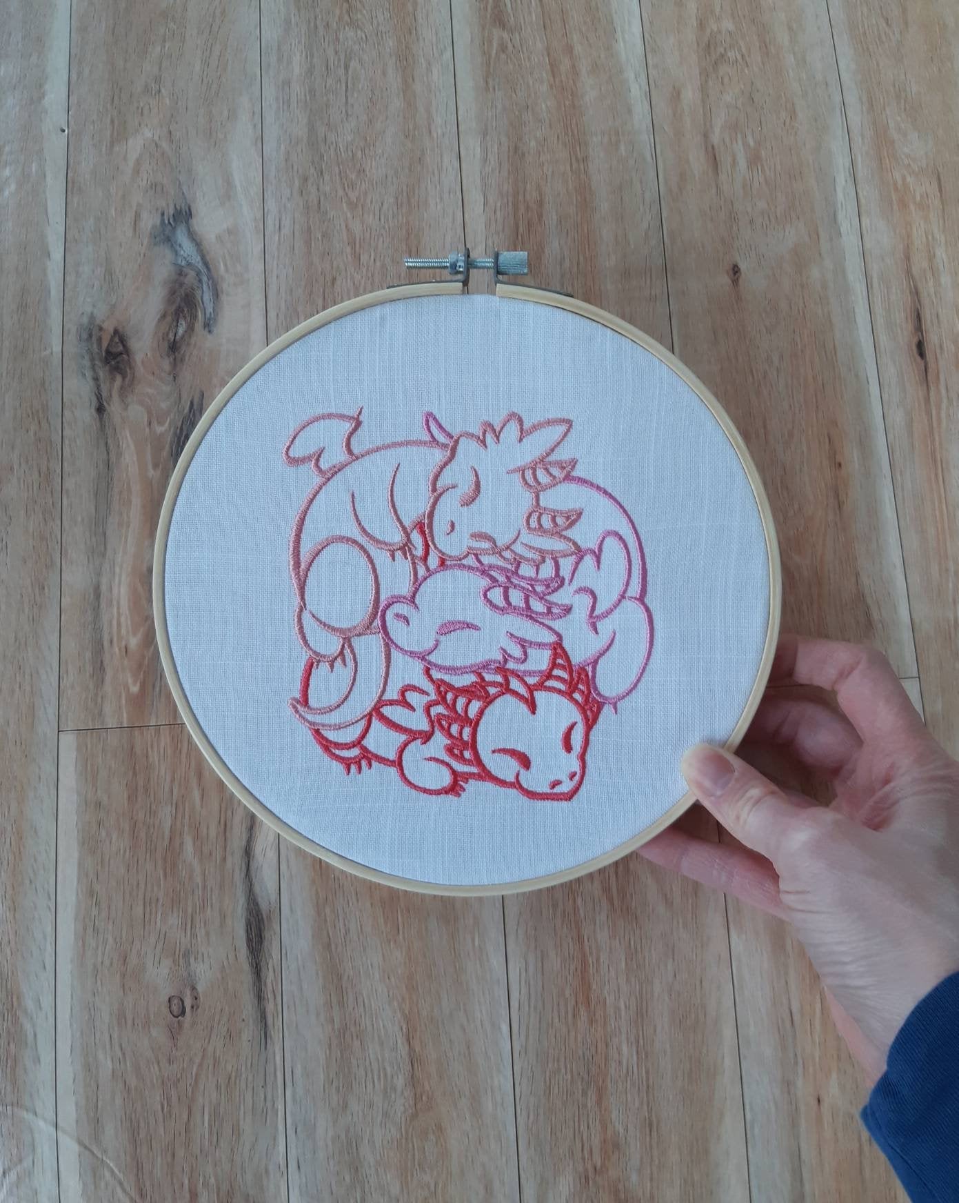 Cute Dragon Hoop Art, 8 inch hoop