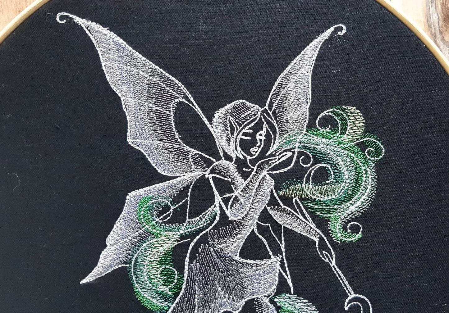 Embroidered Dark Fairy Wall Art, 10" Hoop